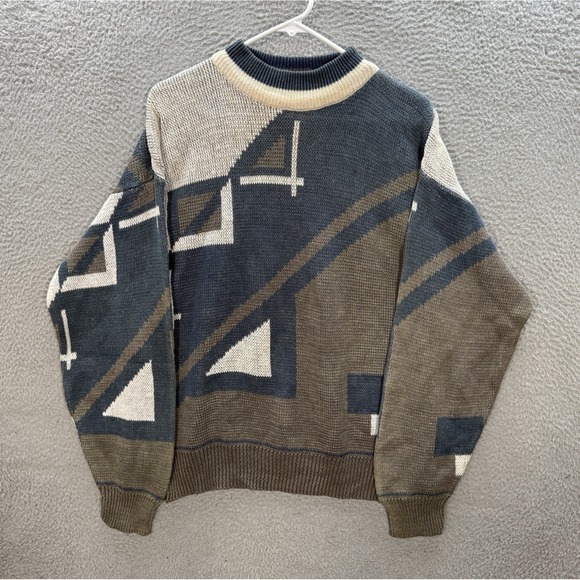 Private Club Other - Vintage Private Club Sweater Adult Large Multicolor Geometric Knit Crewneck 90s
